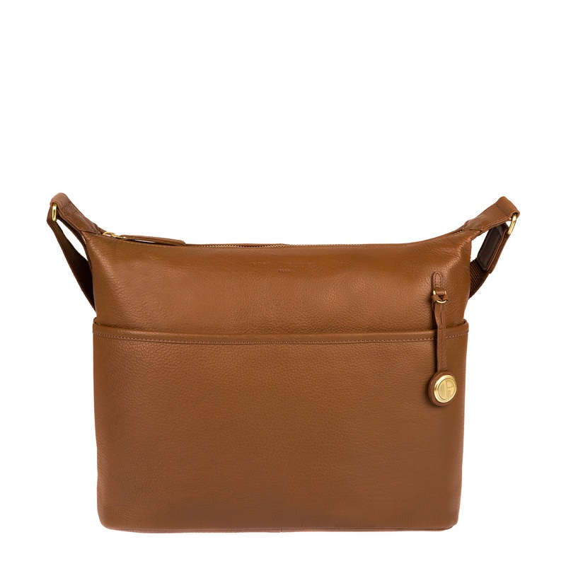 'Helmsley' Tan & Gold Leather Shoulder Bag