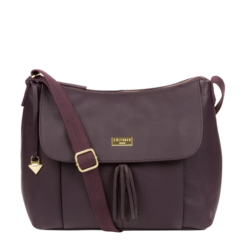 'Henriette' Fig Leather Shoulder Bag