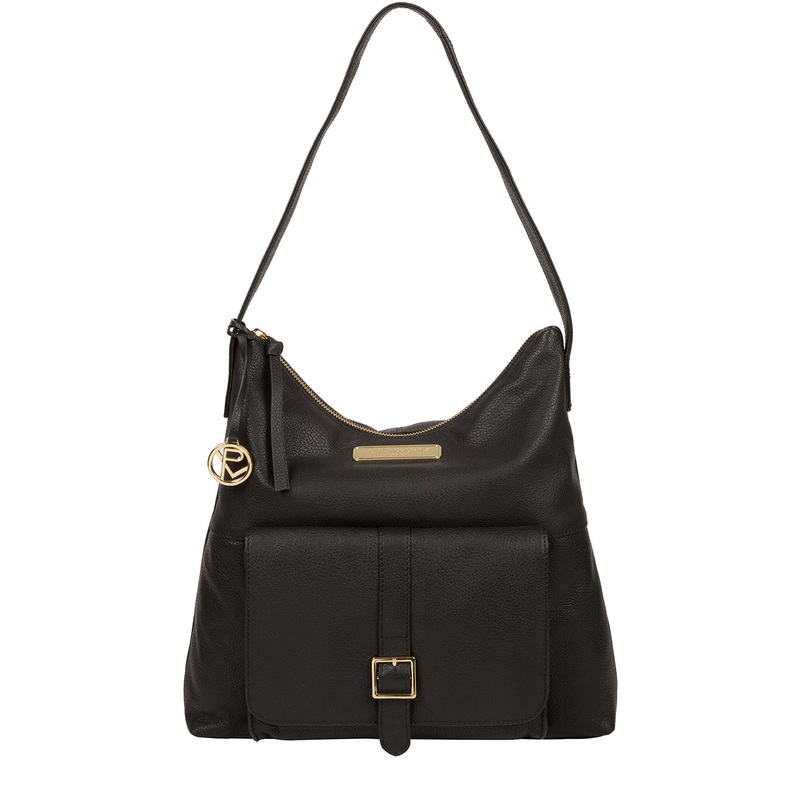 'Imogen' Black Leather Shoulder Bag