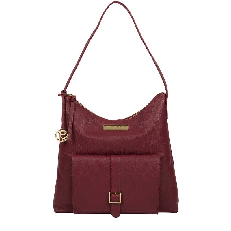 'Imogen' Pomegranate Leather Shoulder Bag