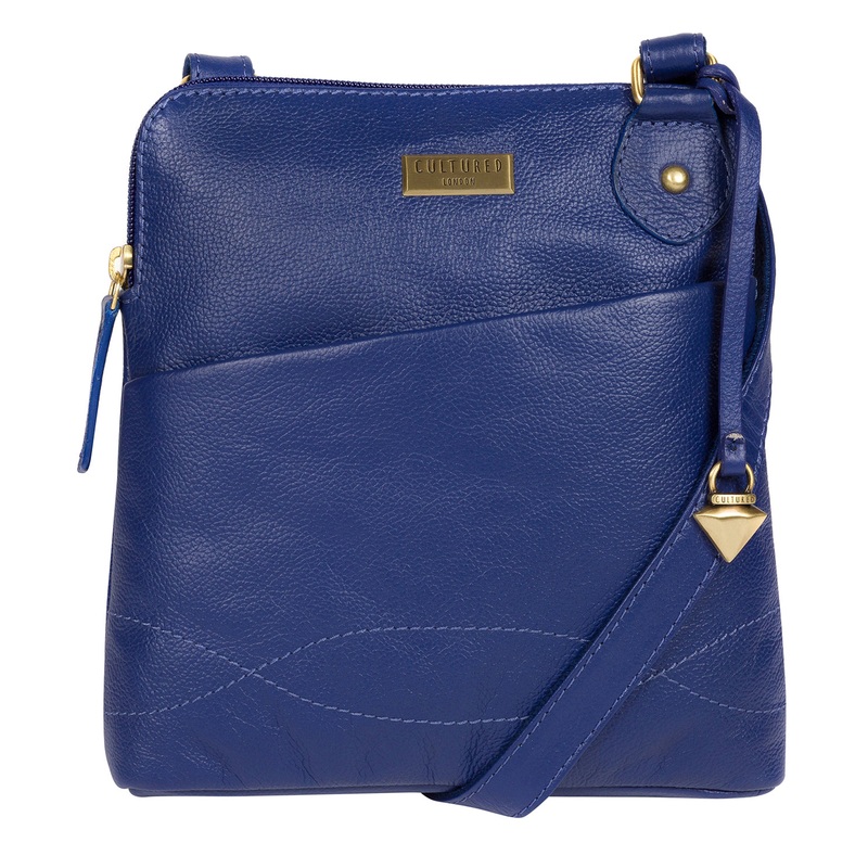 'Jarah' Mazarine Blue Leather Cross Body Bag