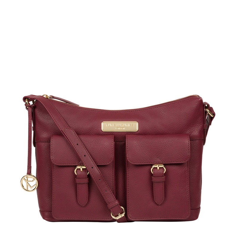 'Jenna' Pomegranate Leather Shoulder Bag