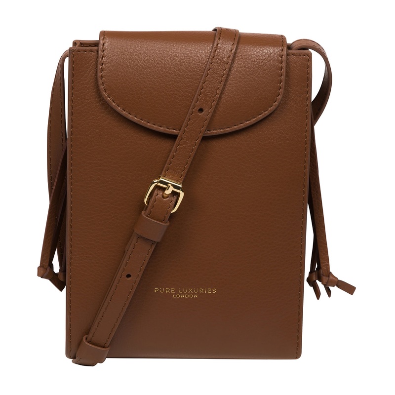 'Kiana' Tan Nappa Leather Cross Body Phone Bag