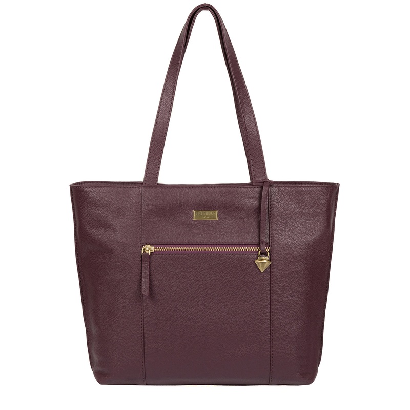 'Kimberly' Fig Leather Tote Bag