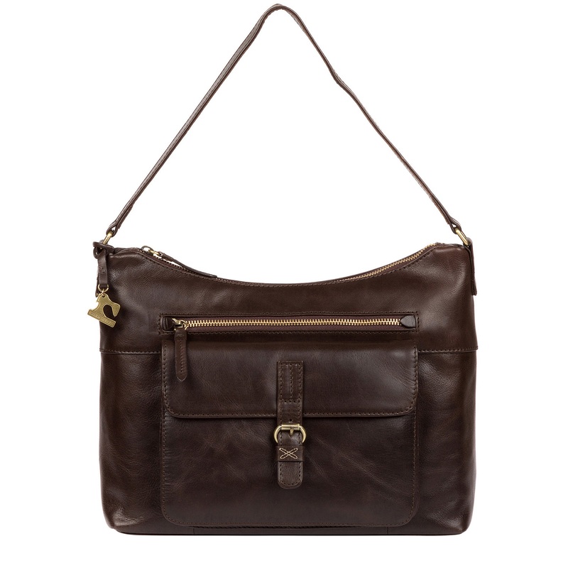 'Laura' Dark Chocolate Leather Shoulder Bag