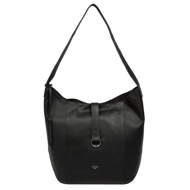 'Leilani' Black Leather Shoulder Bag
