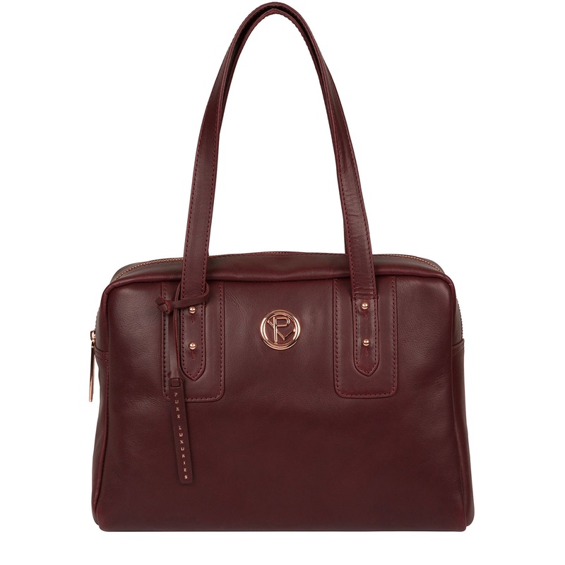 'Madox' Burgundy Leather Handbag