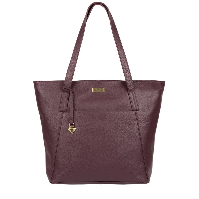 'Makayla' Fig Leather Tote Bag
