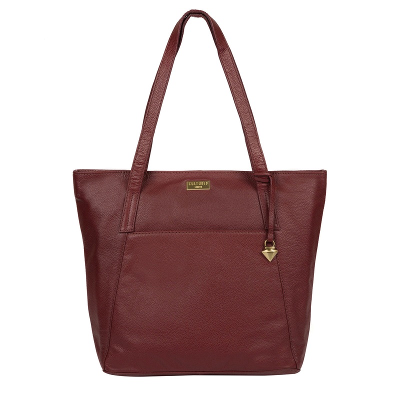 'Makayla' Ruby Red Leather Tote Bag