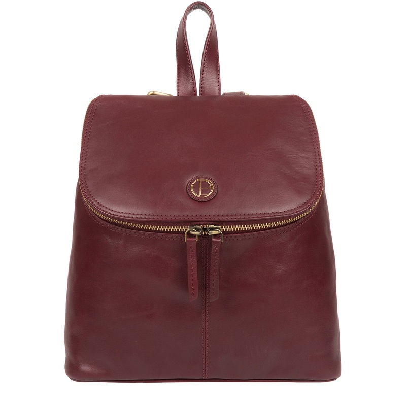'Marbury' Burgundy Leather Backpack