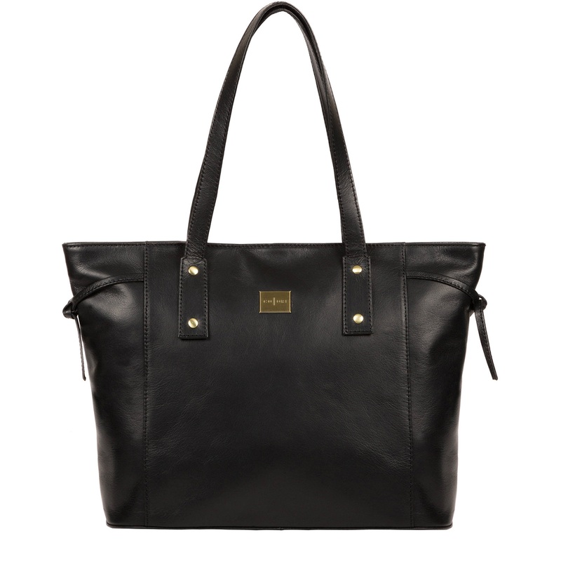 'Mazara' Italian-Inspired Black Leather Tote Bag