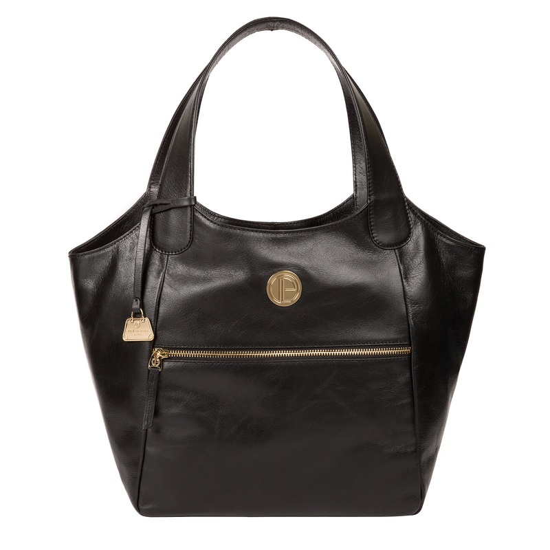 'Mimosa' Jet Black Leather Tote Bag