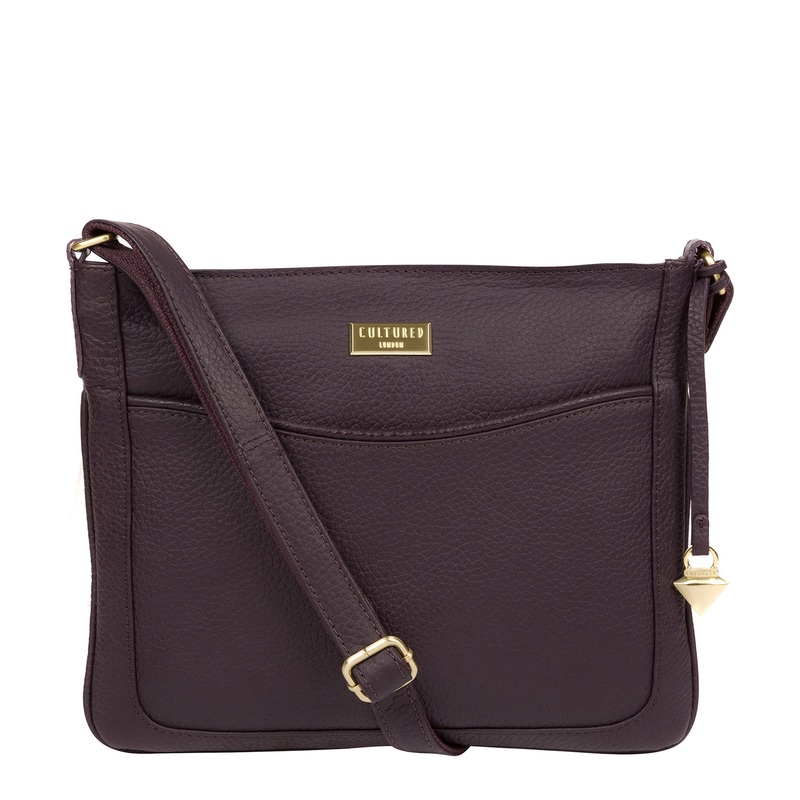 'Mireya' Fig Leather Cross Body Bag