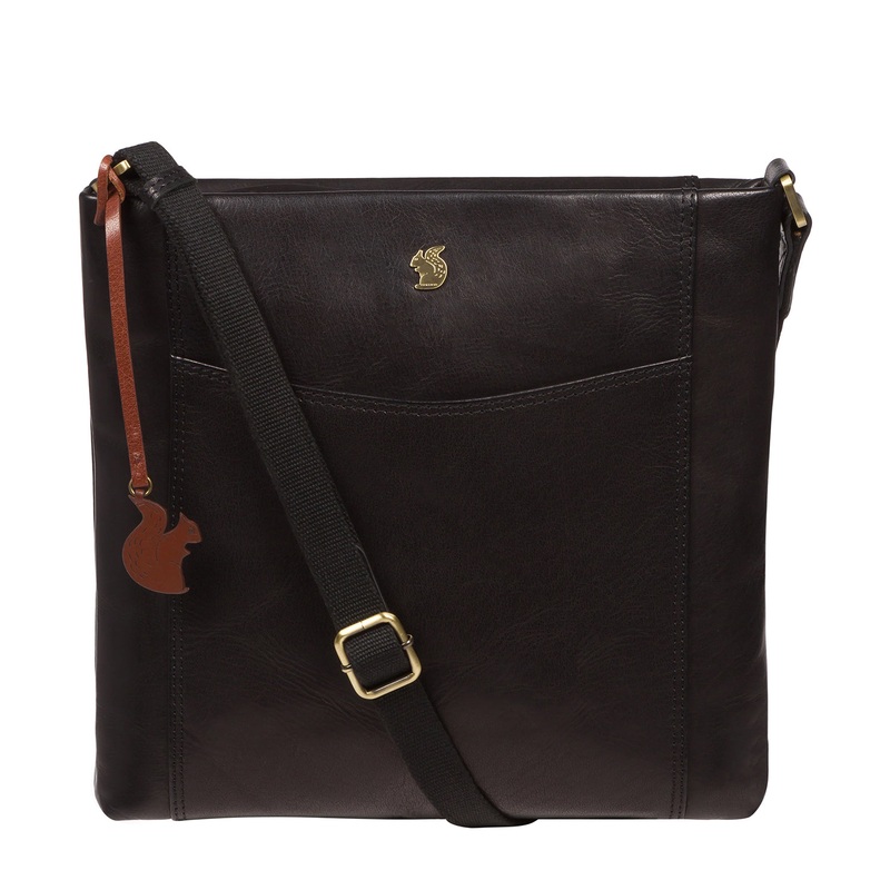 'Miya' Black Leather Cross Body Bag