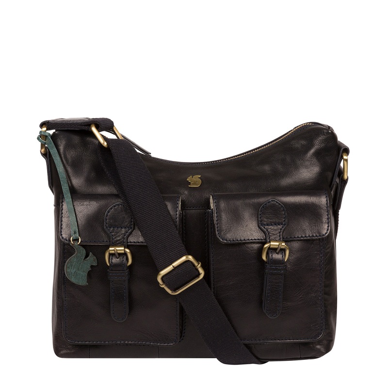 'Nancie' Navy Leather Shoulder Bag