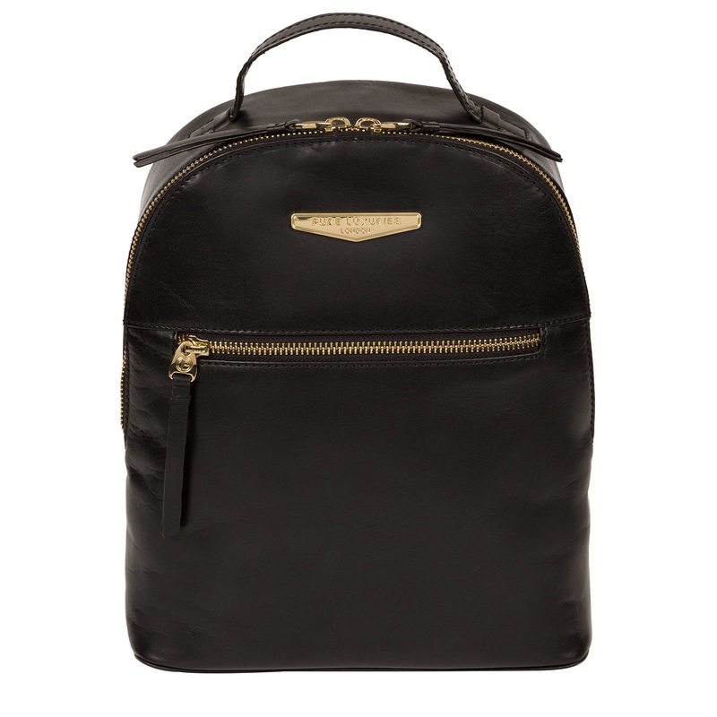 'Natala' Black Vegetable-Tanned Leather Backpack