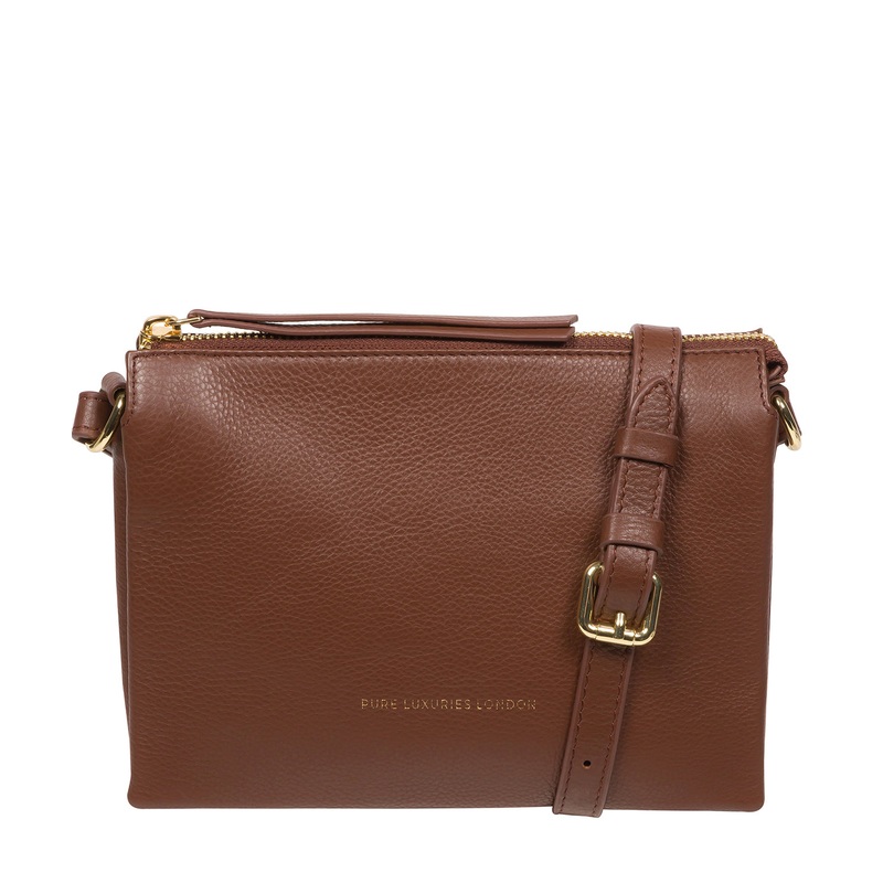 'Niki' Dark Tan Nappa Leather Cross Body Bag