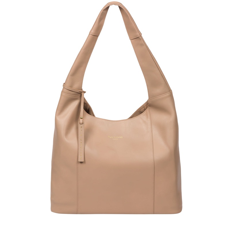 'Nina' Natural Taupe Leather Shoulder Bag