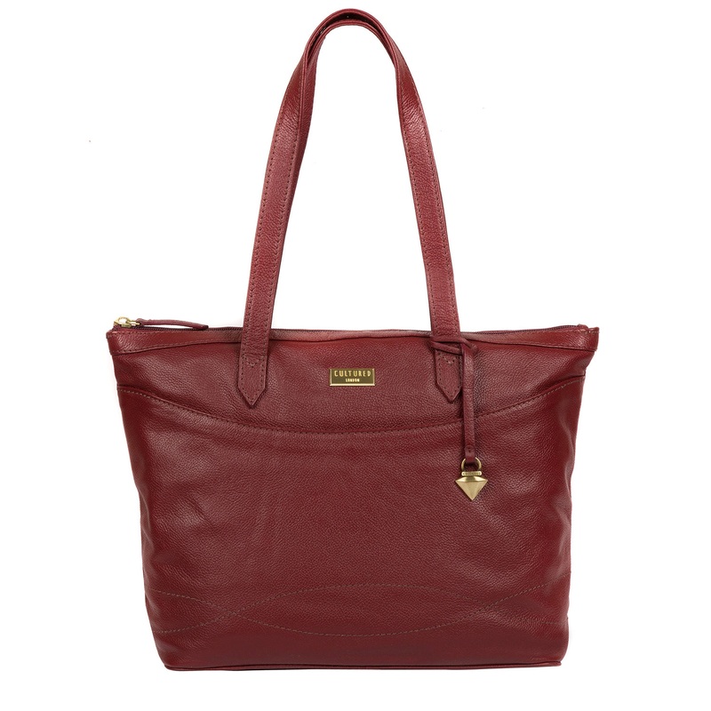 'Oriana' Ruby Red Leather Tote Bag