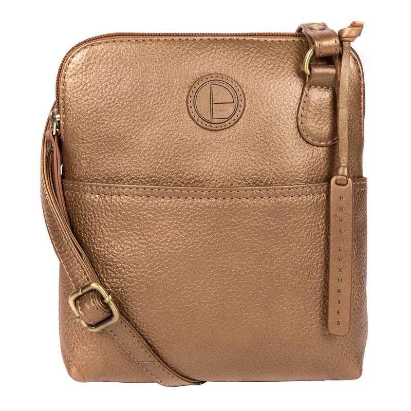 'Orsola' Bronze Gold Leather Cross Body Bag