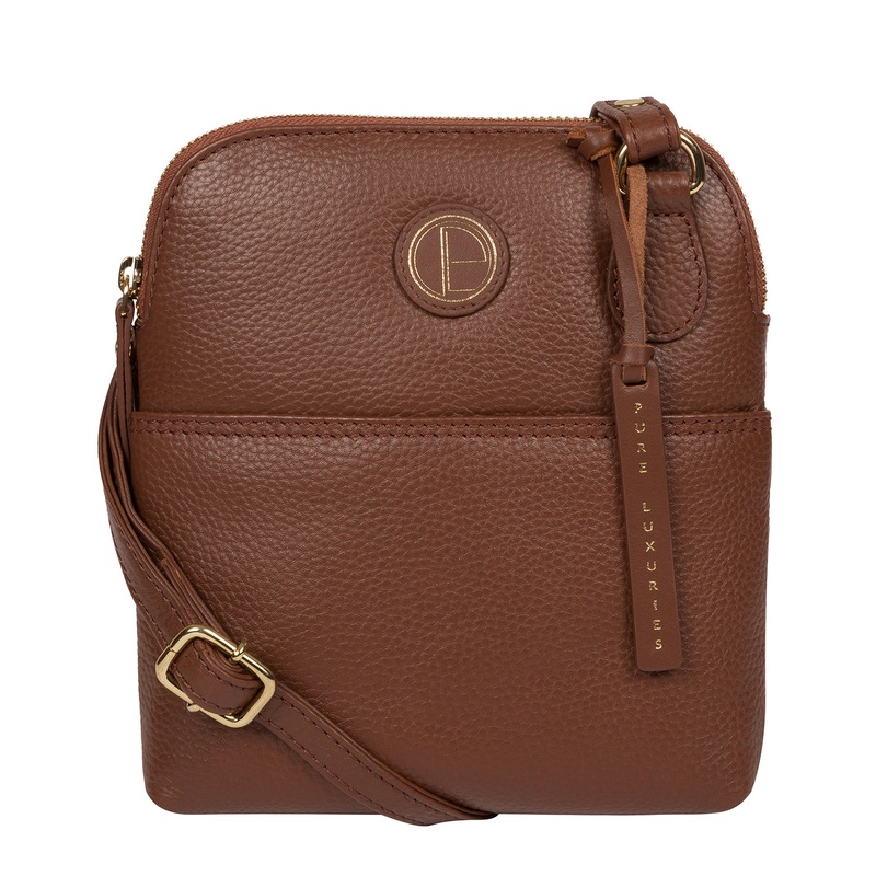 'Orsola' Dark Tan Leather Cross Body Bag