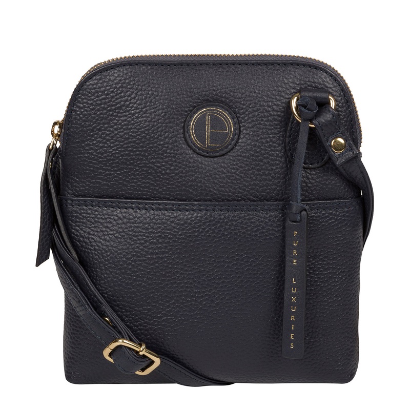 'Orsola' Navy Leather Cross Body Bag