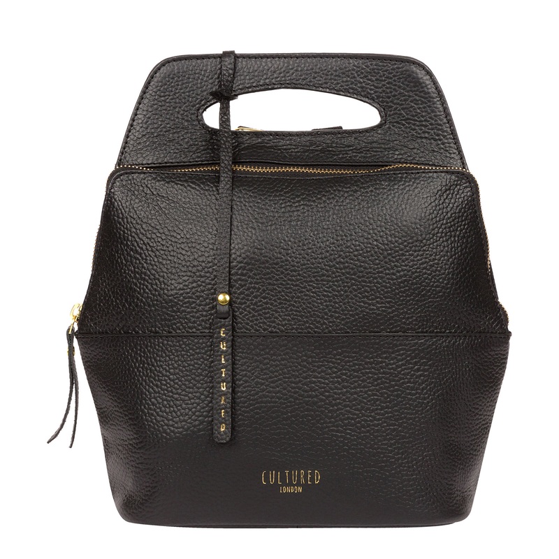 'Phoebe' Black Leather Backpack