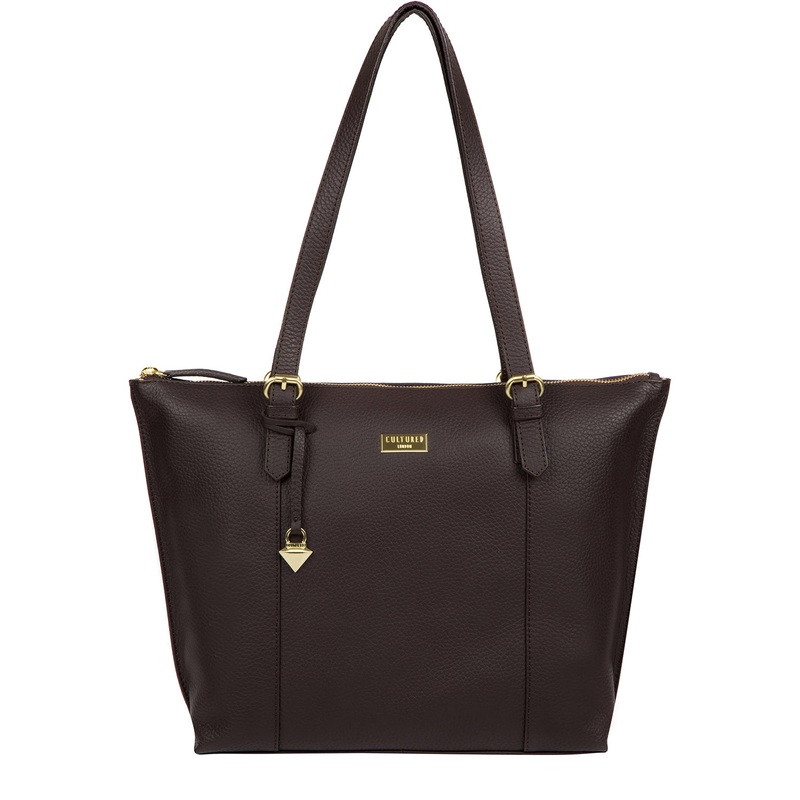 'Pippa' Dark Chocolate Leather Tote Bag