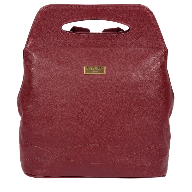 'Priya' Ruby Red Leather Backpack