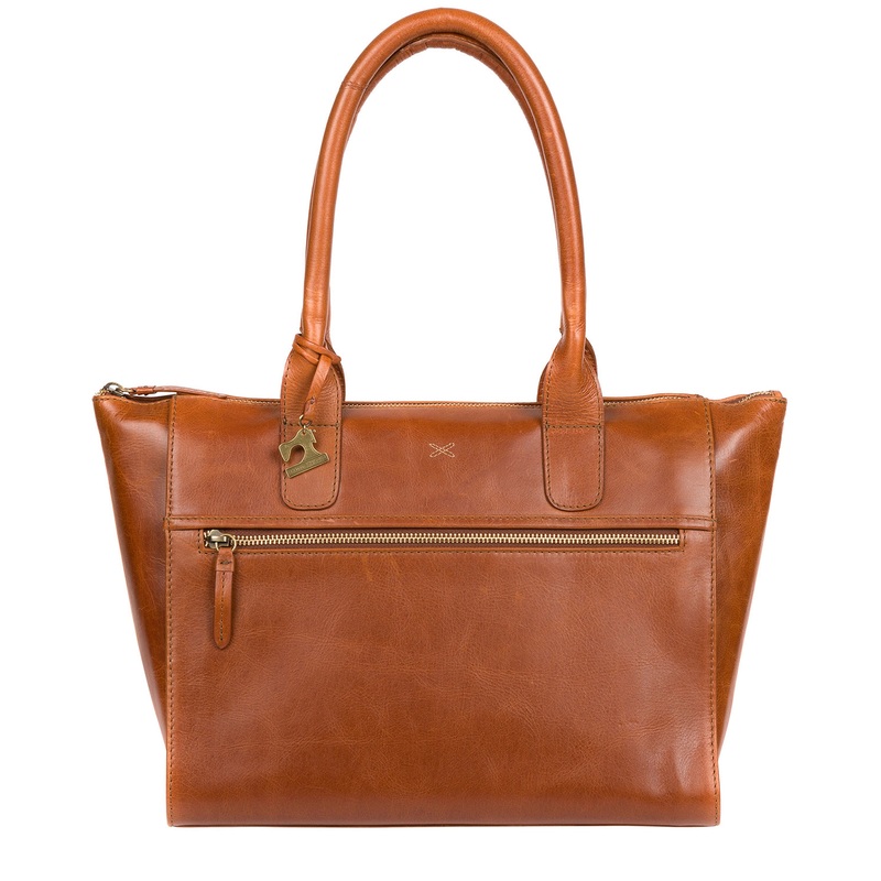 'Quinn' Bourbon Leather Tote Bag
