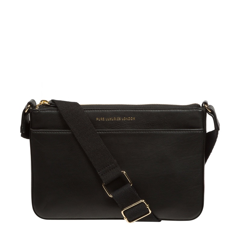 'Raye' Black Nappa Leather Cross Body Bag