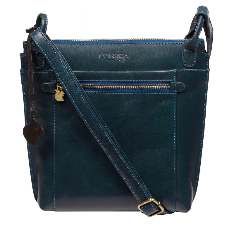'Rego' Snorkel Blue Leather Cross Body Bag