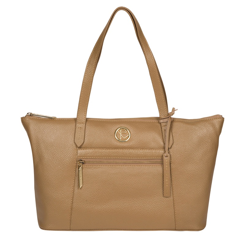 'Rosamonde' Metallic Champagne Leather Tote Bag