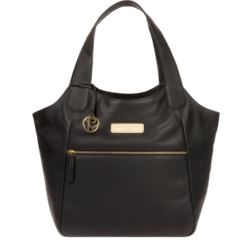 'Roxanne' Black Leather Tote Bag