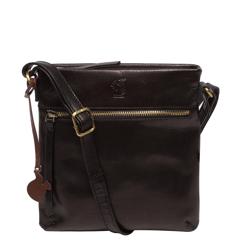 'Sable' Black Leather Cross Body Bag