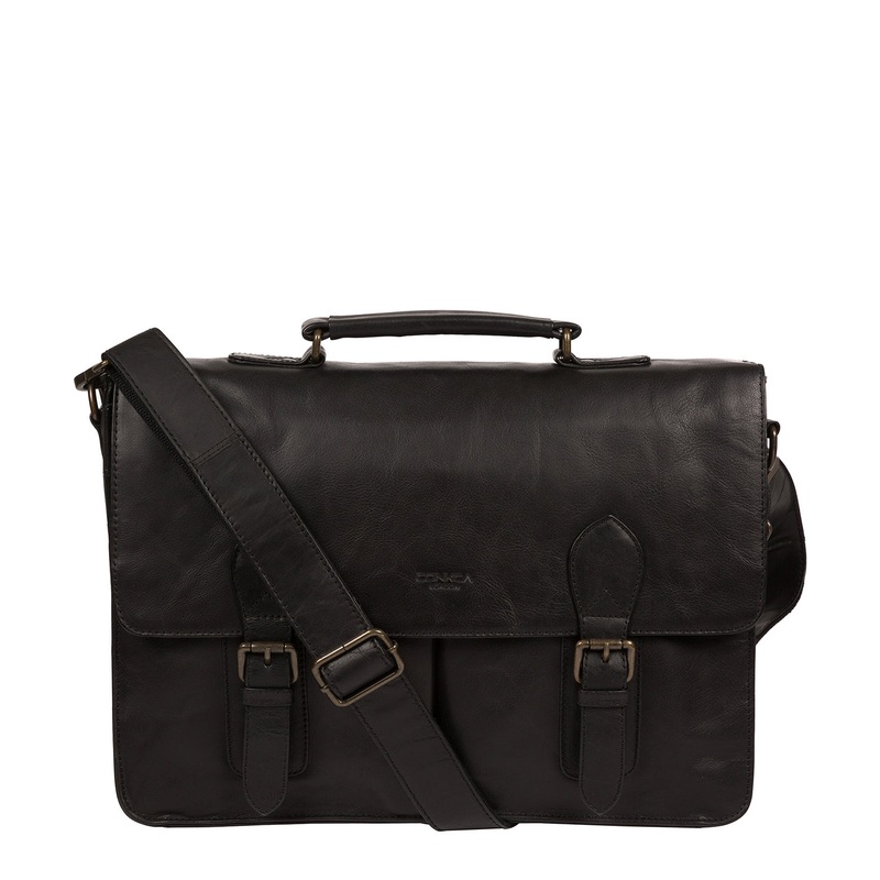 'Scolari' Black Leather Briefcase