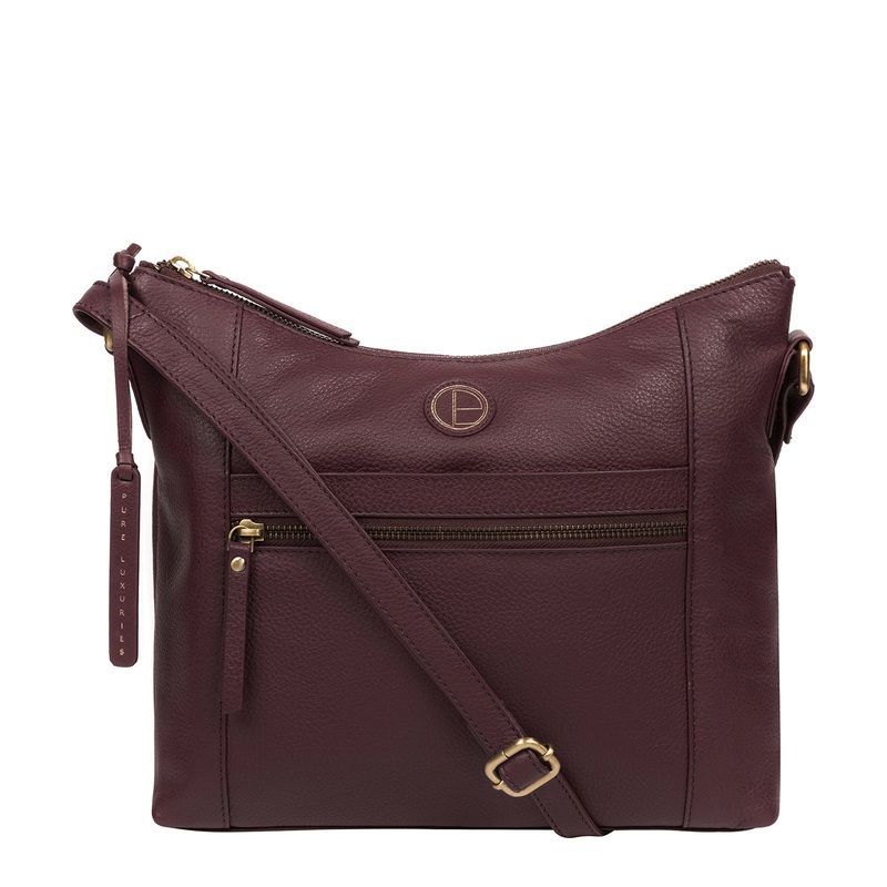 'Sequoia' Plum Leather Shoulder Bag