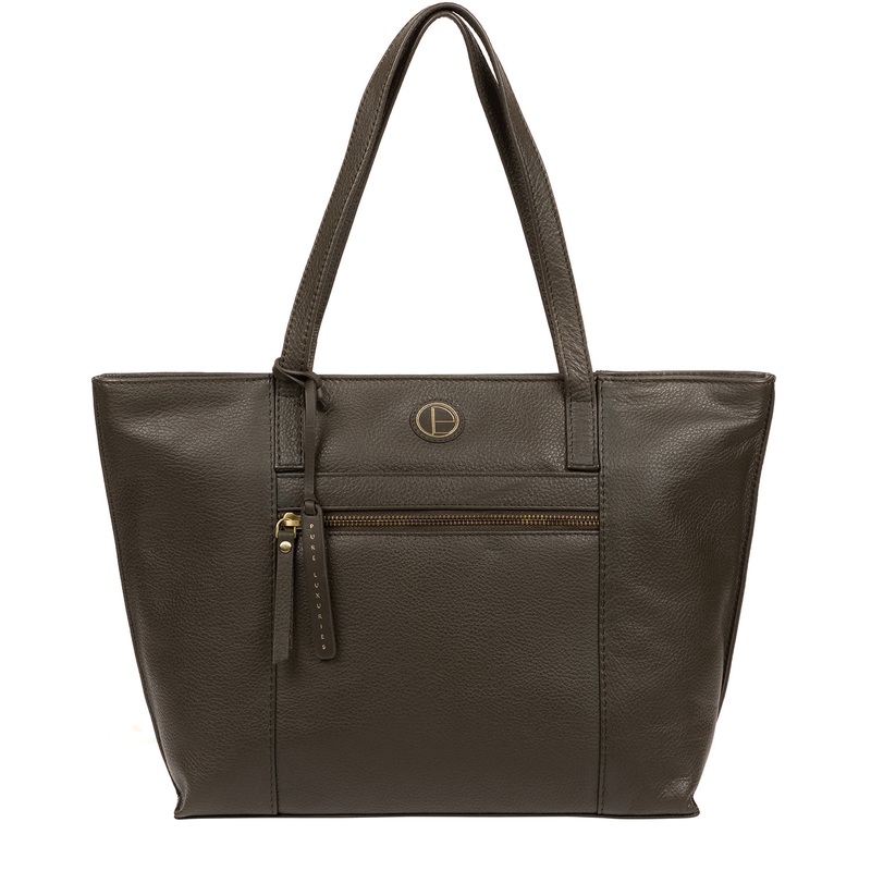 'Skye' Olive Leather Tote Bag