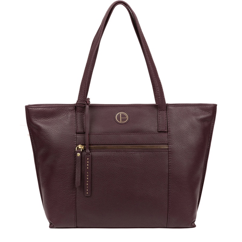 'Skye' Plum Leather Tote Bag