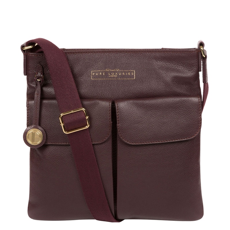 'Soames' Plum Leather Cross Body Bag