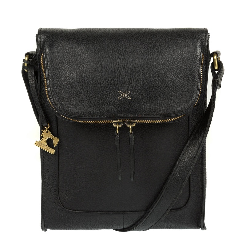 'Sophia' Black Leather Cross Body Bag