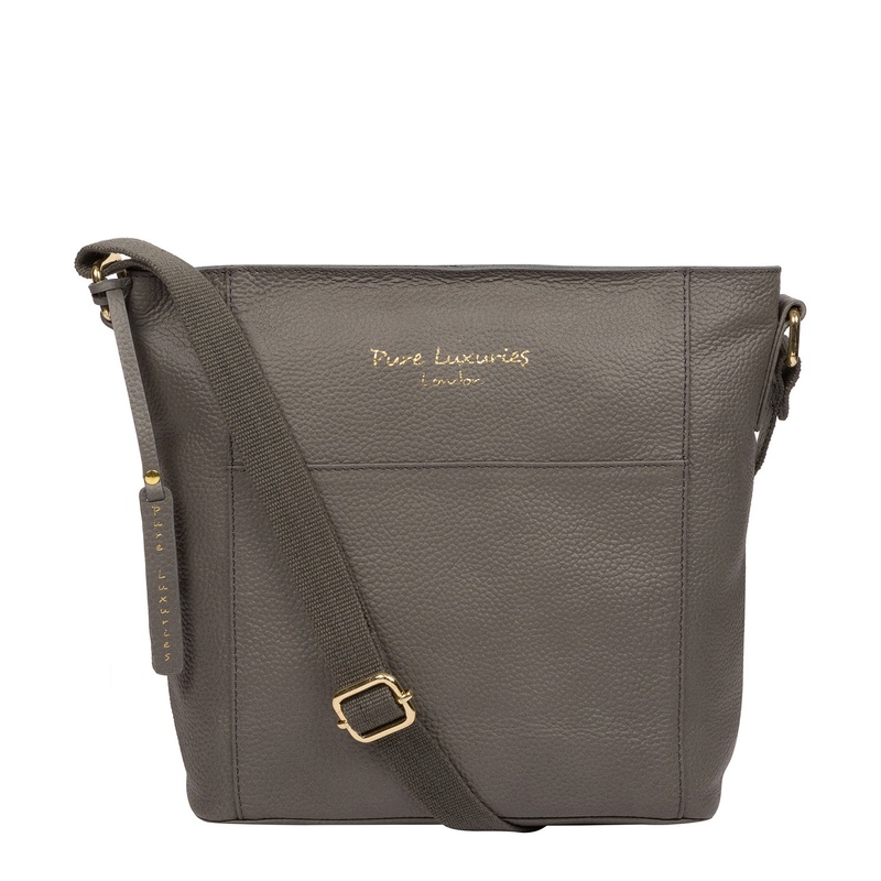 'Tamzin' Grey Leather Shoulder Bag