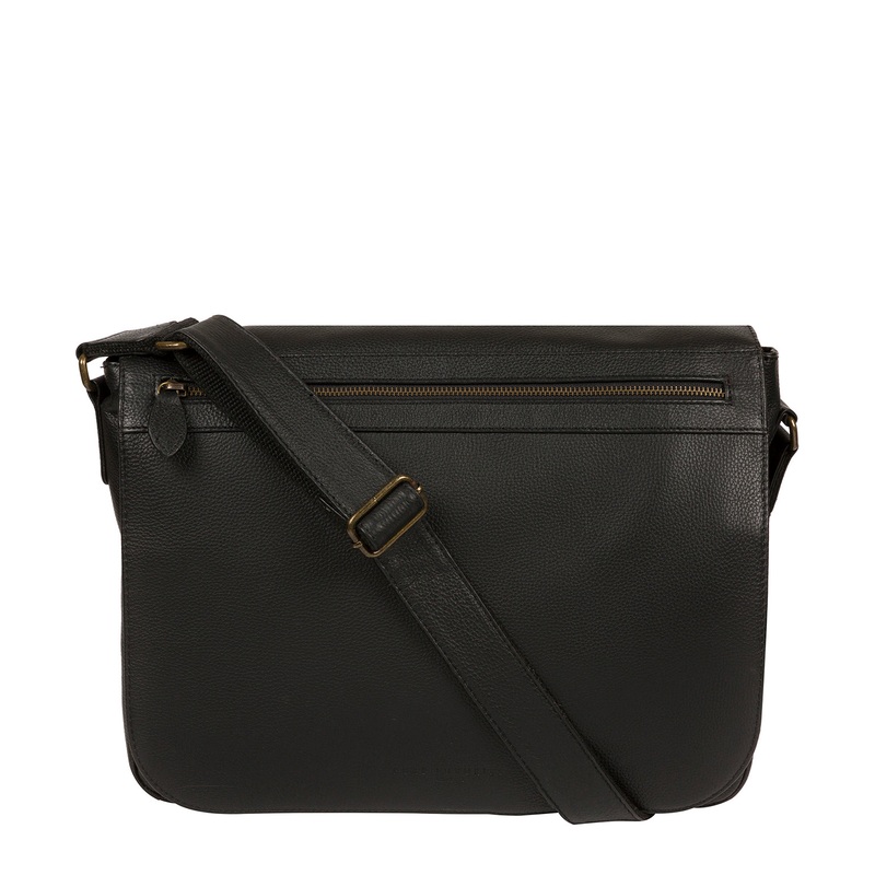 'Terence' Black Leather Messenger Bag