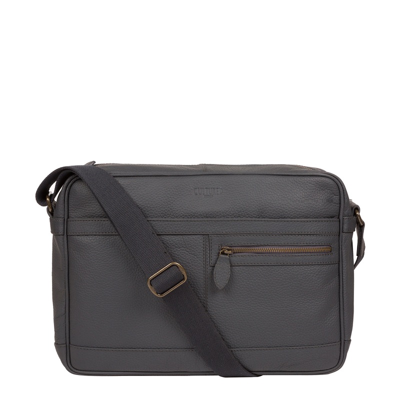 'Trek' Dark Grey Leather Messenger Bag