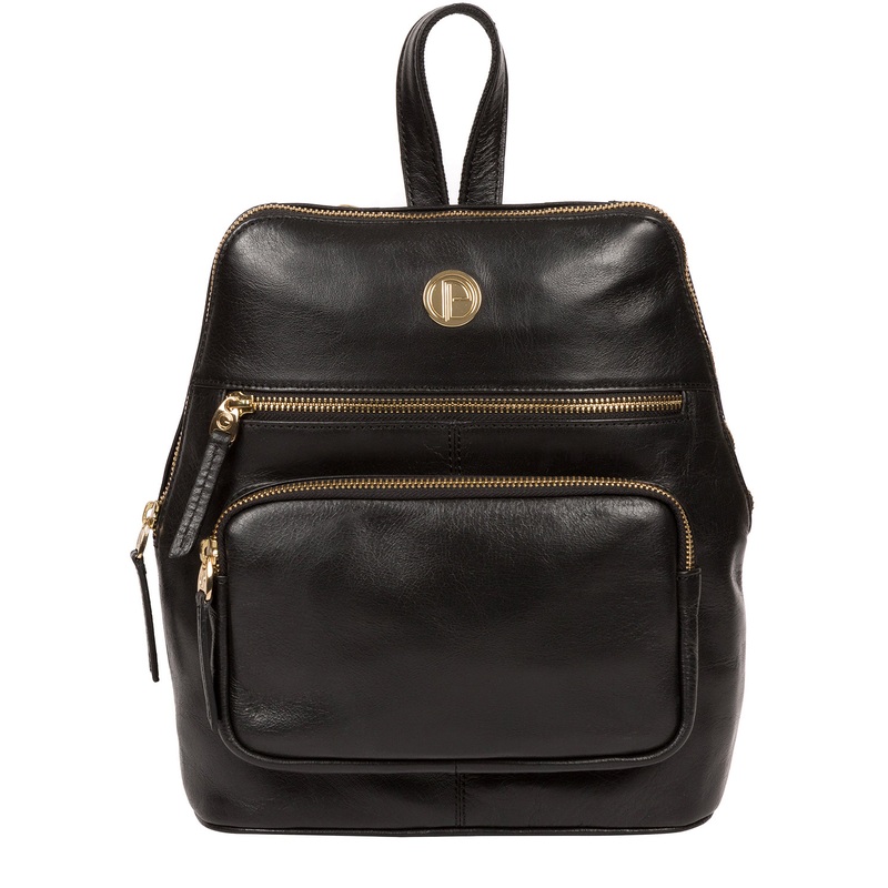 'Verbena' Jet Black Leather Backpack