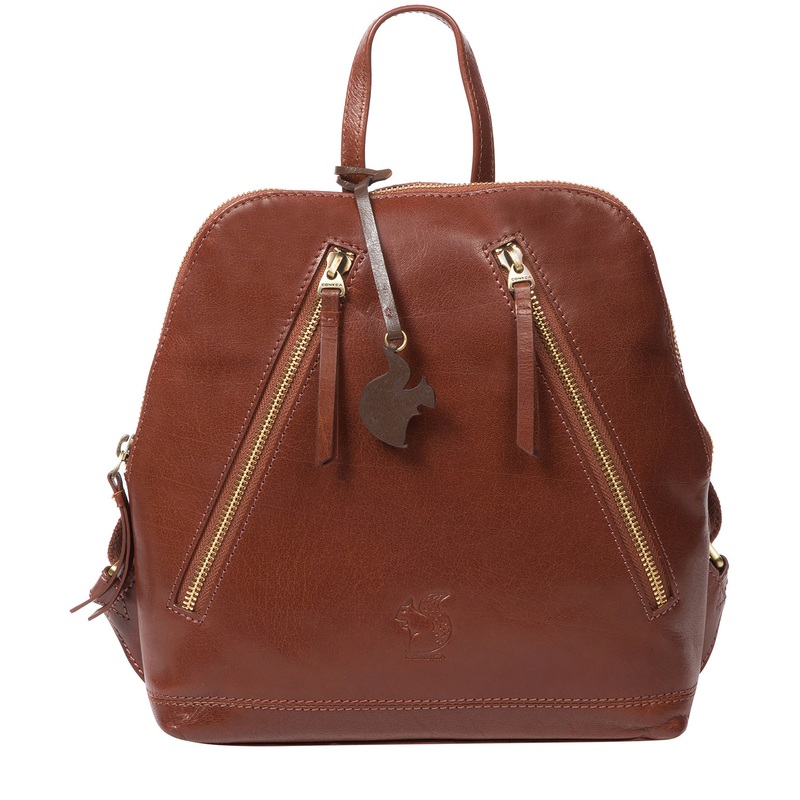 'Zoe' Conker Brown Leather Backpack