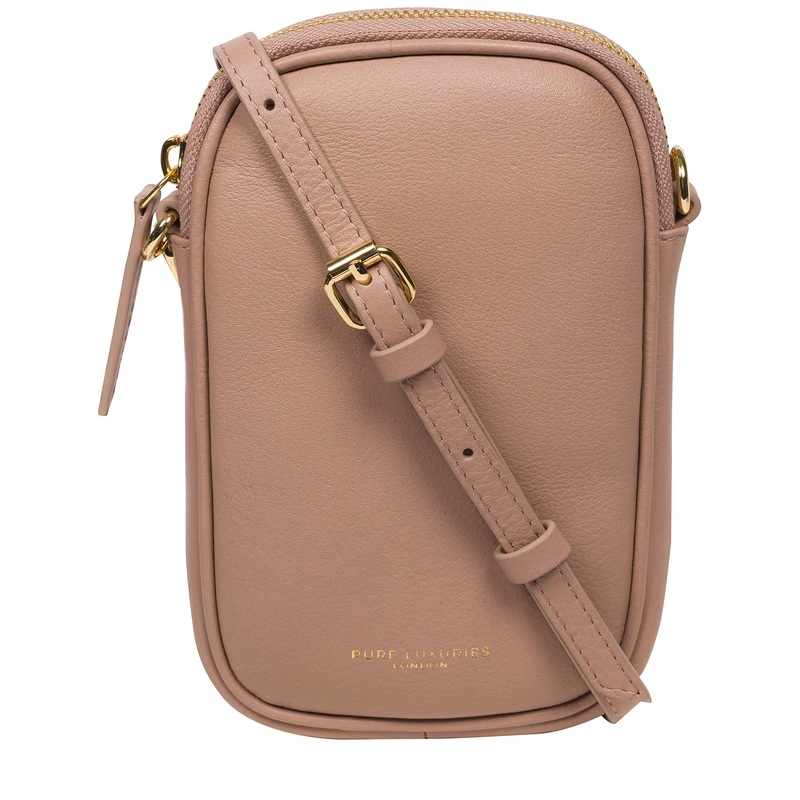 'Alaina' Blush Pink Nappa Leather Cross Body Phone Bag