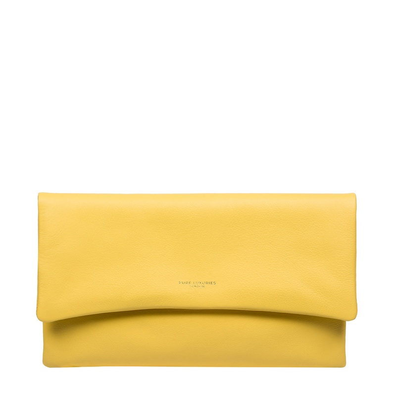'Amelia' Lemon Drop Leather Clutch Bag