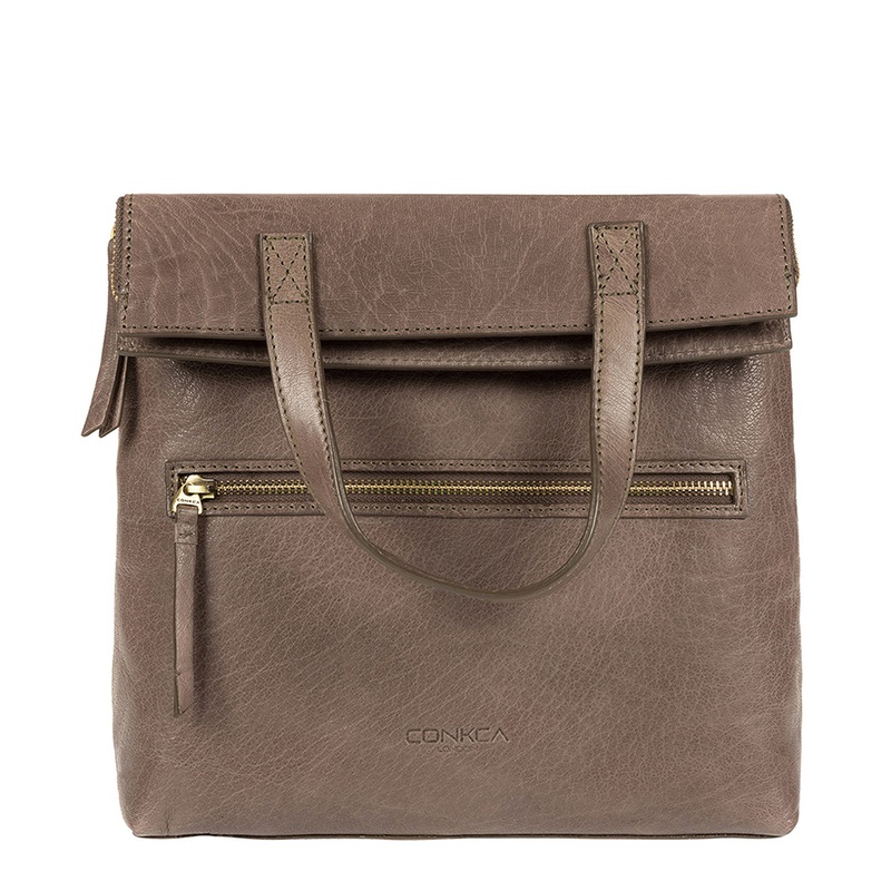 'Anoushka' Taupe Grey Leather Backpack