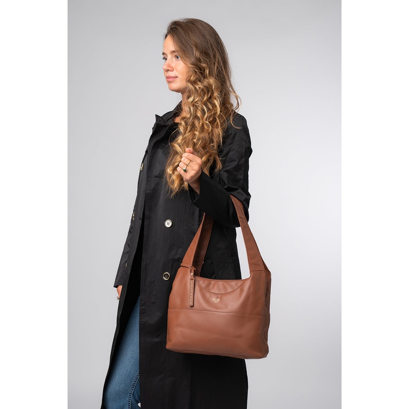 'Ariel' Oak Leather Shoulder Bag